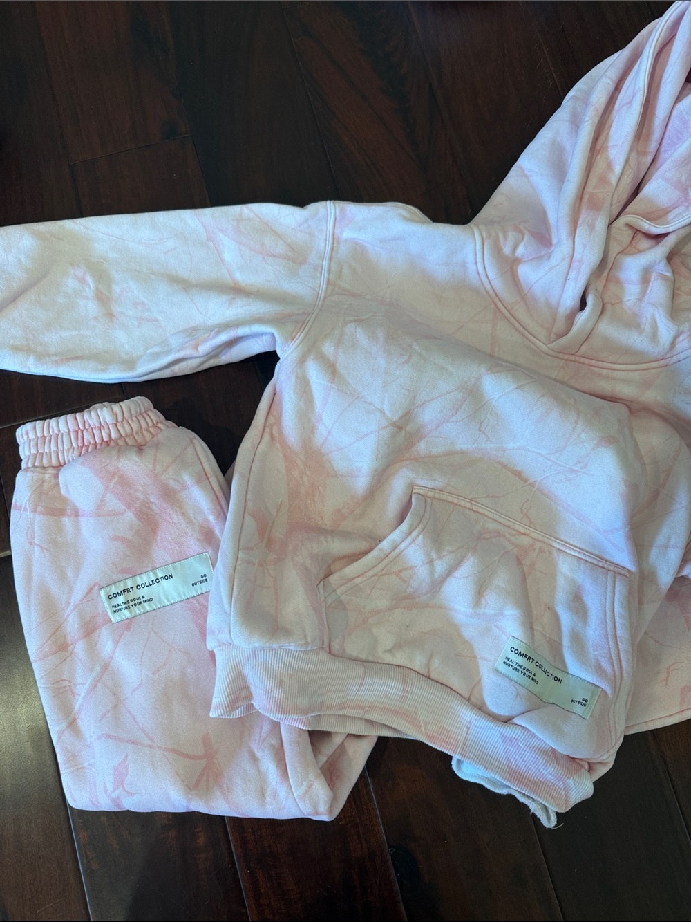 Kids Pink Tie-Dye Hoodie & Jogger Matching Pajama Set - Comfort Collection
